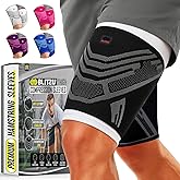 Hamstring Compression Sleeve 1 Pair, Upper Leg Sleeves, Thigh, Quad & Groin Support for Men and Women, Anti-Slip Thigh Brace & Wrap for Running, Workout, Sports Recovery Black L
