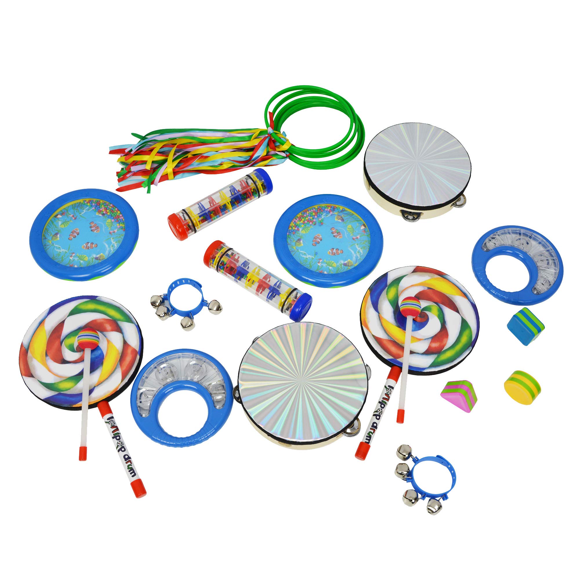 A-Star 21 Piece Sensory Development Percussion Set with Storage Box, Educational Therapy Musical Instruments for Children