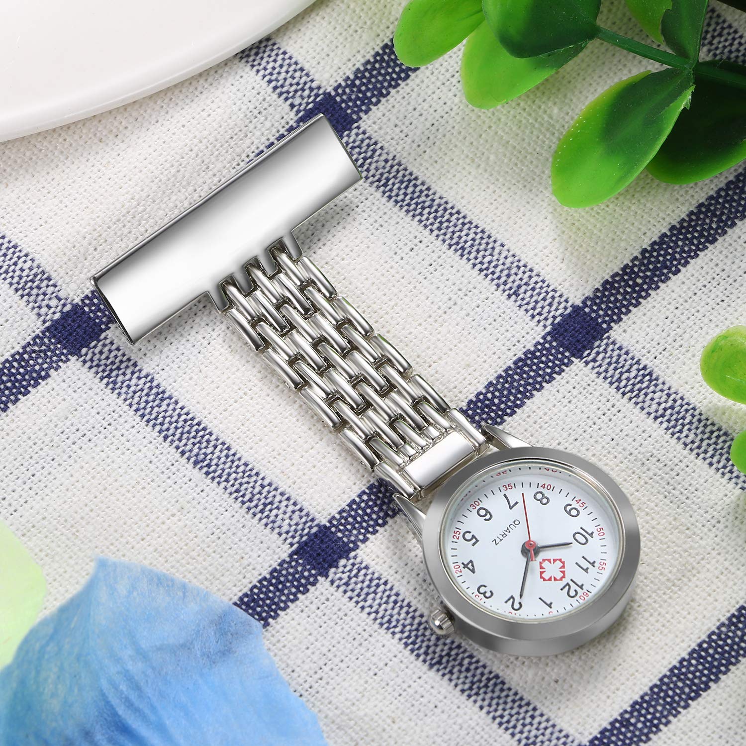 Nurse Watch with Second Hand for Women and Men 1-5 Pack Simple Classic Nurses Doctors Paramedic Tunic Lapel Pin-on Brooch Quartz Fob Watch Large Arabic Numeral Mark