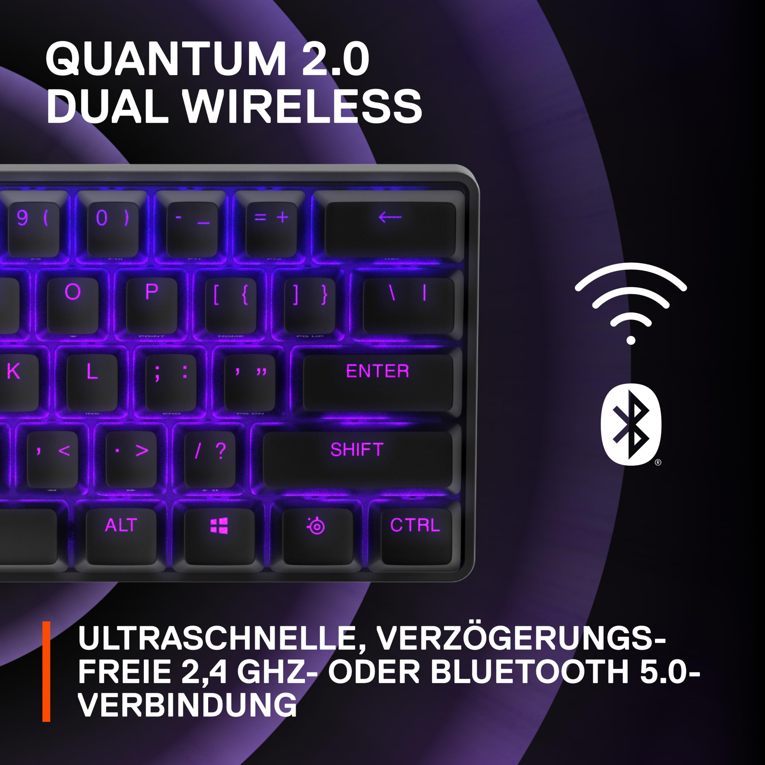 SteelSeries Apex Pro Mini Wireless HyperMagnetic Gaming-Tastatur – Die weltweit schnellste Tastatur – 60%-Formfaktor – RGB – PBT-Keycaps – Bluetooth – 2,4 GHz – USB-C – Deutsches Tastatur QWERTZ 7