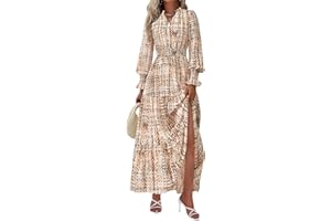 PRETTYGARDEN Women's Floral Maxi Dress 2025 Fall Long Sleeve V Neck Casual A Line Long Flowy Boho Party Dresses