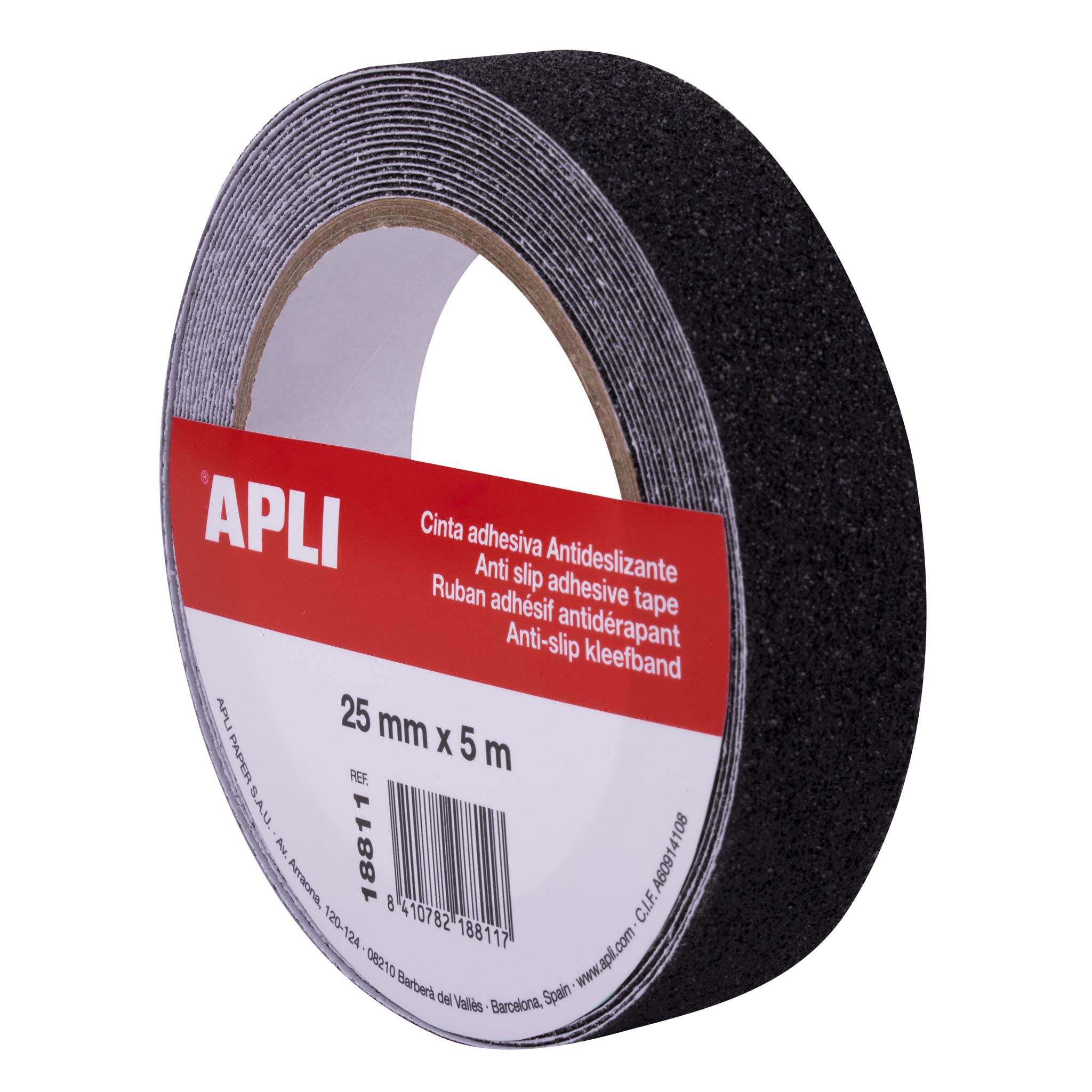 APLI 18811 25mm x 5m Heavy Duty PVC Anti Slip Tape Black