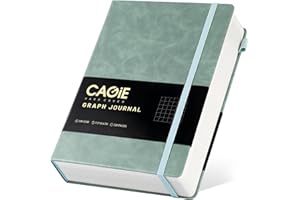 CAGIE Graph Notebook 320 Pages 100 GSM Paper Graphing Grid Journal B5 Hardcover Leather Quad Ruled Notebooks for Engineering,