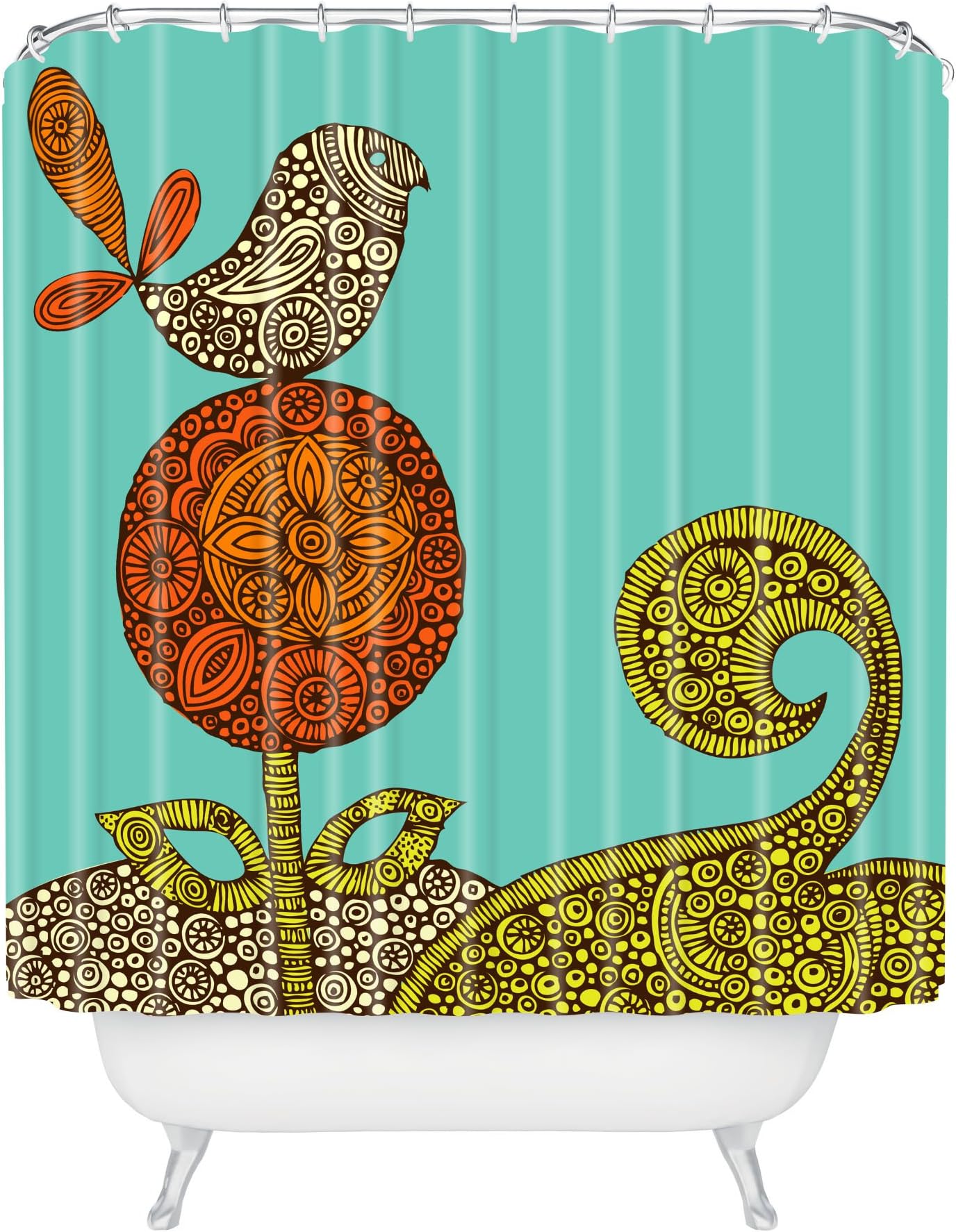 Deny Designs Valentina Ramos Bird In The Flower Shower Curtain, 69 by 72-Inch