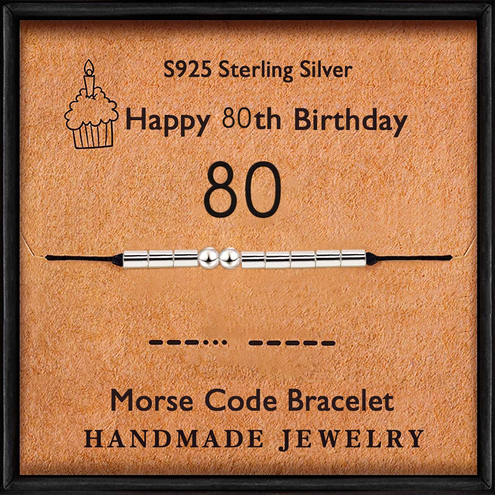 DTWAWA Morse Code Bracelet 80th Personalised Birthday Gifts Sterling Silver Bracelet for Her Women Girls Daughter Friend
