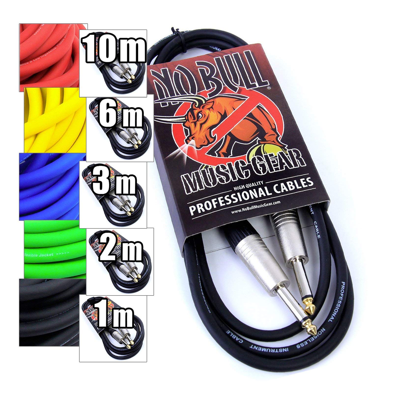 Premium Guitar / Instrument Cable (Black, 3ft / 1m, Straight Plugs) - Achieve a Cleaner Signal via a Heavy Duty Pro 1/4" Jack to Jack Noiseless Mono Lead - Coloured Link Lead to Amplifier / Amp Cable