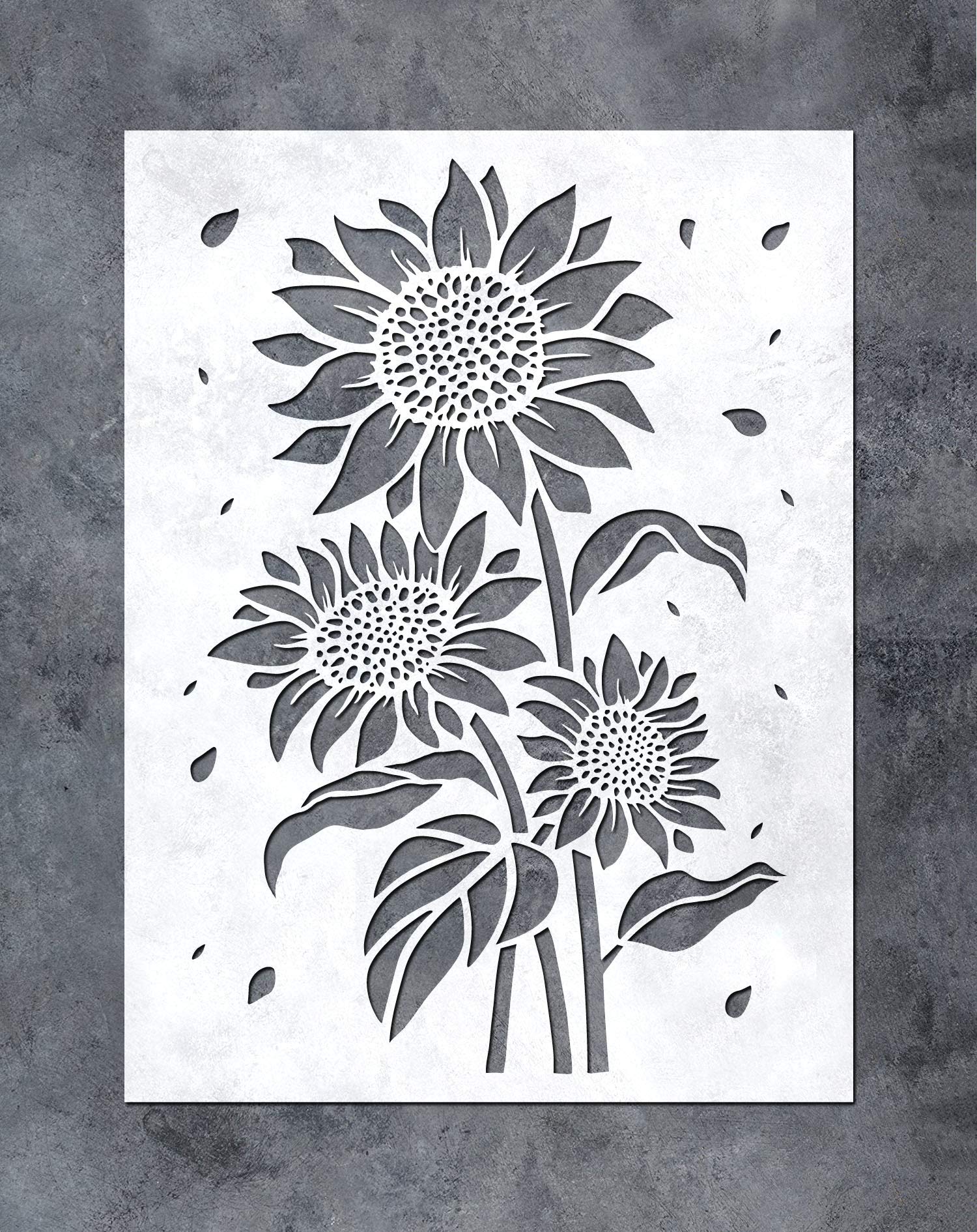 GSS Designs Sunflower Stencil (12x16Inch) - Sun Flower Stencils for Painting on Wood, Canvas, Paper, Fabric, Floor, Wall, Furniture -Reusable DIY Art and Craft Stencils Gift (SL-085)