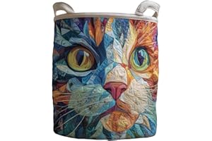 Quilted Laundry Basket Boho Fabric Floral Storage Hamper for Bathroom Bedroom Dorm Organizer (Blue(S))