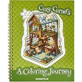 Cozy Corners Coloring Book for Adults,Spiral Coloring Book for Women, 30 Pages Single-Sided, Mom Relaxing Coloring Book, Stress Relief Gifts for Adults