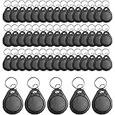 RFID Key Fobs 125KHz 50 PCS, T5577 Proximity ID Tag Rewritable Keypad Card Door Lock Entry Access Control System Fob Tag Wholesale (Black)
