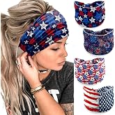 IDDFEVE 4th of July Headbands for Women - 4PCS Patriotic USA Flag Hairbands, Independence Day Red Blue Star Accessories for Holiday & Festive Celebrations (Firework)