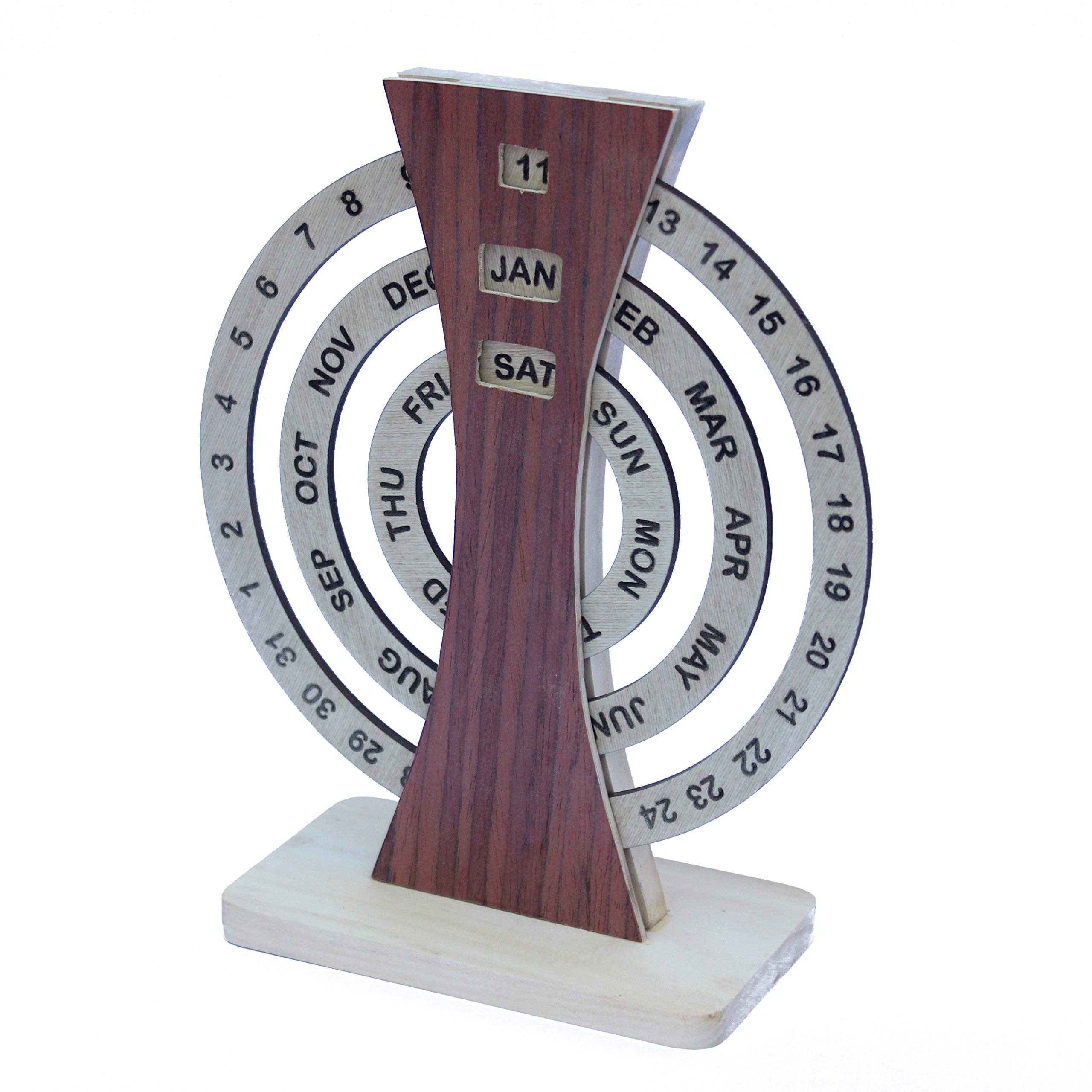 IVEI Wooden Desk Calendar - Desk organizer - Lifetime Calendar - Circular Wooden Perpetual Calendar for Desk Decor, Study Room - Endless Calendar for Office, School, Home