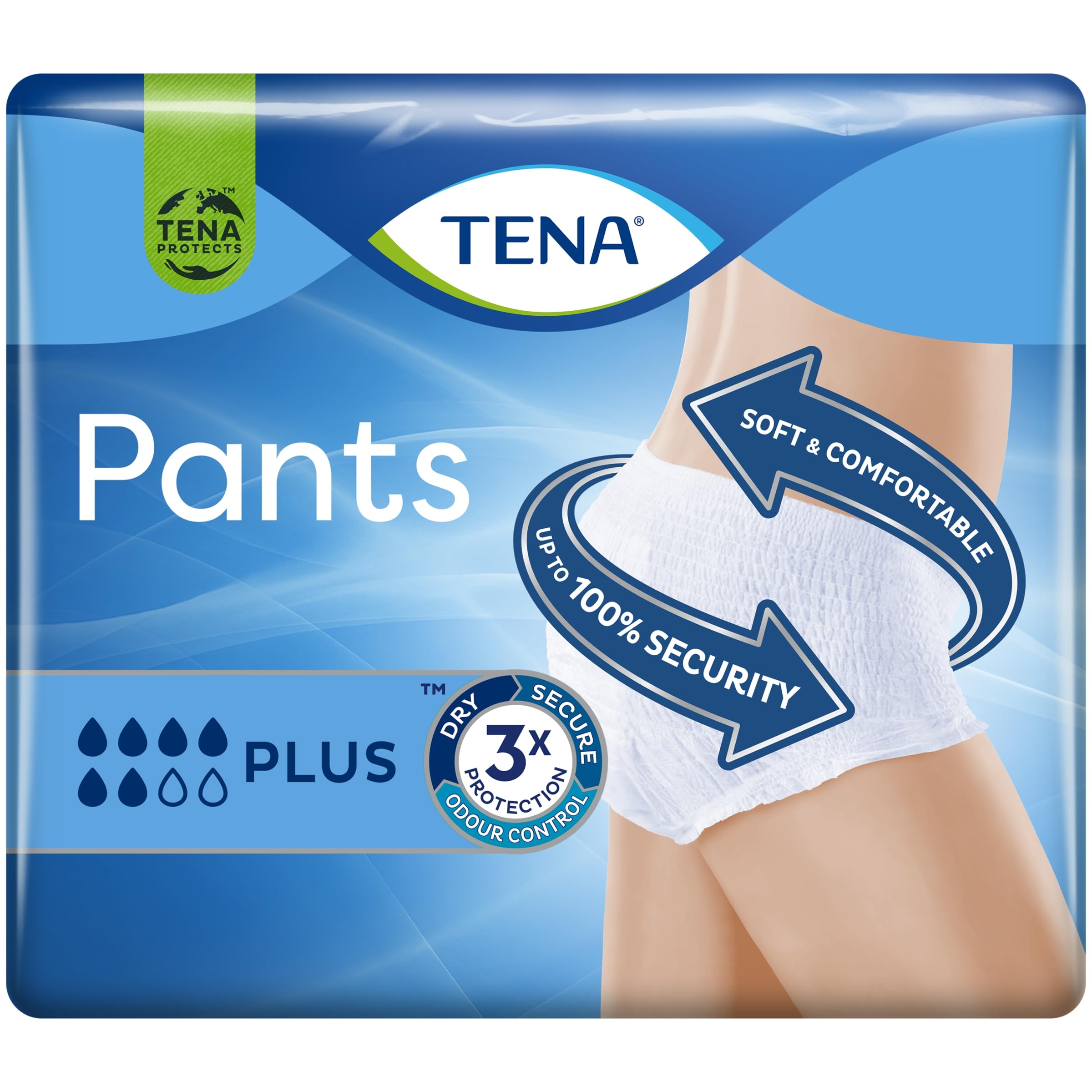 Tena Absorbent Pants Plus, Medium, 9 each