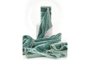 HUIHUANG Dusty Green Velvet Ribbon 3 inch Crinkled Frayed Velvet Ribbon Fringe Silk Velvet Ribbon for Wreaths, Christmas Decor, Flower Bouquet, Gift Wrap, Hair Bows, Wedding Bridal Shower Decor