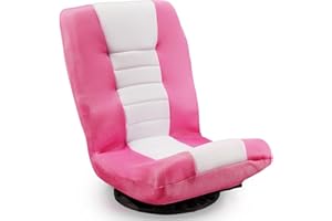 Buymoth Swivel Floor Gaming Chair, Folding Video Reclining Sofa w/6 Adjustable Position, Padded Backrest & Cushion, Lazy Lounger Couch for E-Sports, Reading, Relaxing, Watching TV, Pink