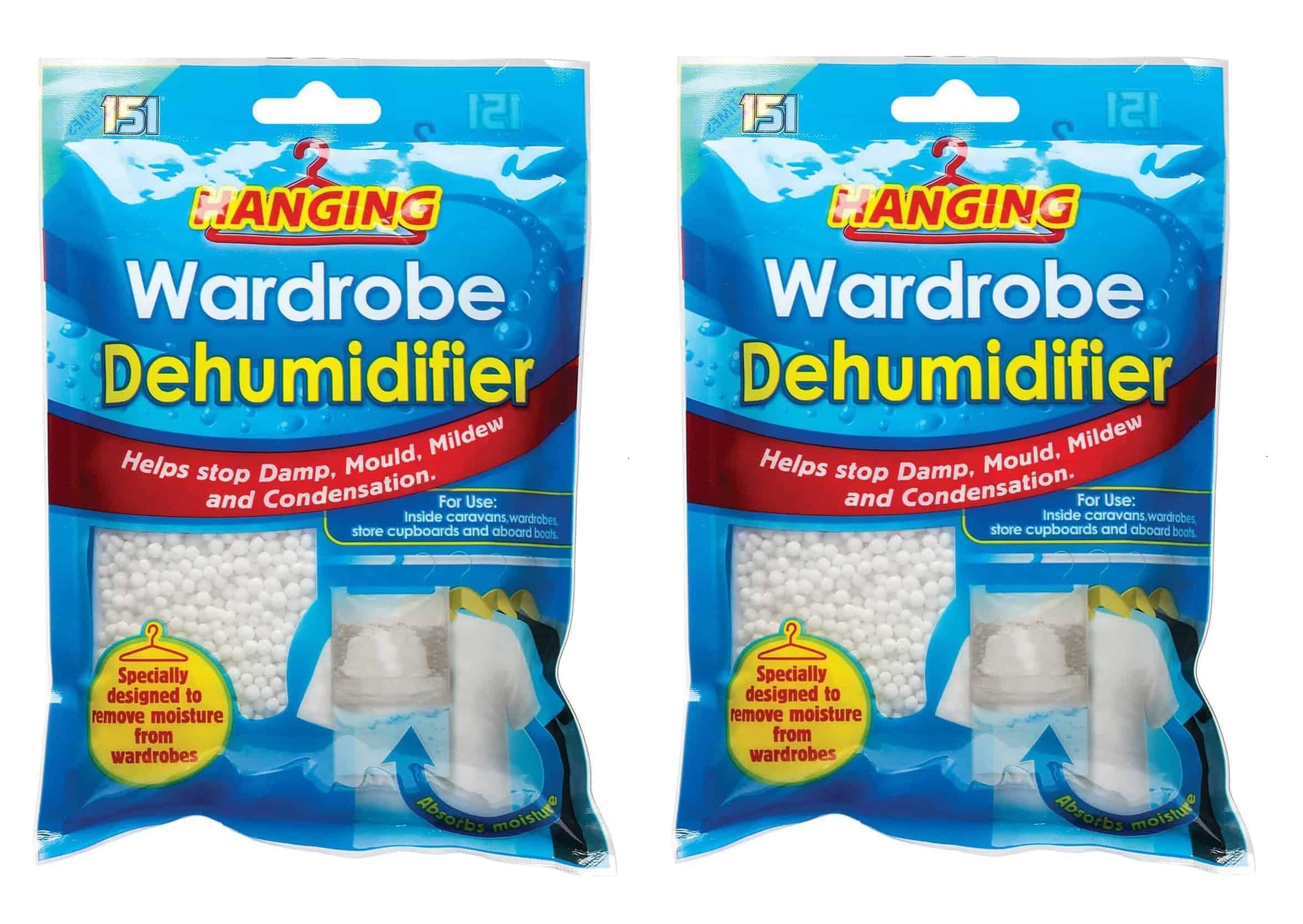 2 Pack Hanging Wardrobe Dehumidifier | Helps Damp Mould Mildew Condensation | Wardrobe Caravan Boats (2)