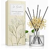 La Sente Gardenia Reed Diffuser Set with Sticks, 6.7oz/200 ml, Pet Safe | Decorative Flower &amp; Natural Reeds, Long-Lasting Flameless, Home Fragrance for Bathroom, Bedroom, Office, &amp; Gifts