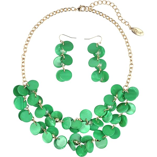 Set Collana E Orecchini Bocar - Choker Con Conchiglie, Donna, Regalo Elegante (Fucsia Viola) - Foto 7