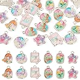 3D Oil Painting Flower Charm for Jewelry Making Vintage Enamel Charms for Earring Keychain