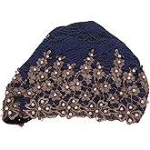 Pilipane Women Turban Hat, Vintage Embroidered Turban Head Wraps Embroidered European Retro Hat for Women Daily Use and Gift (Blue)