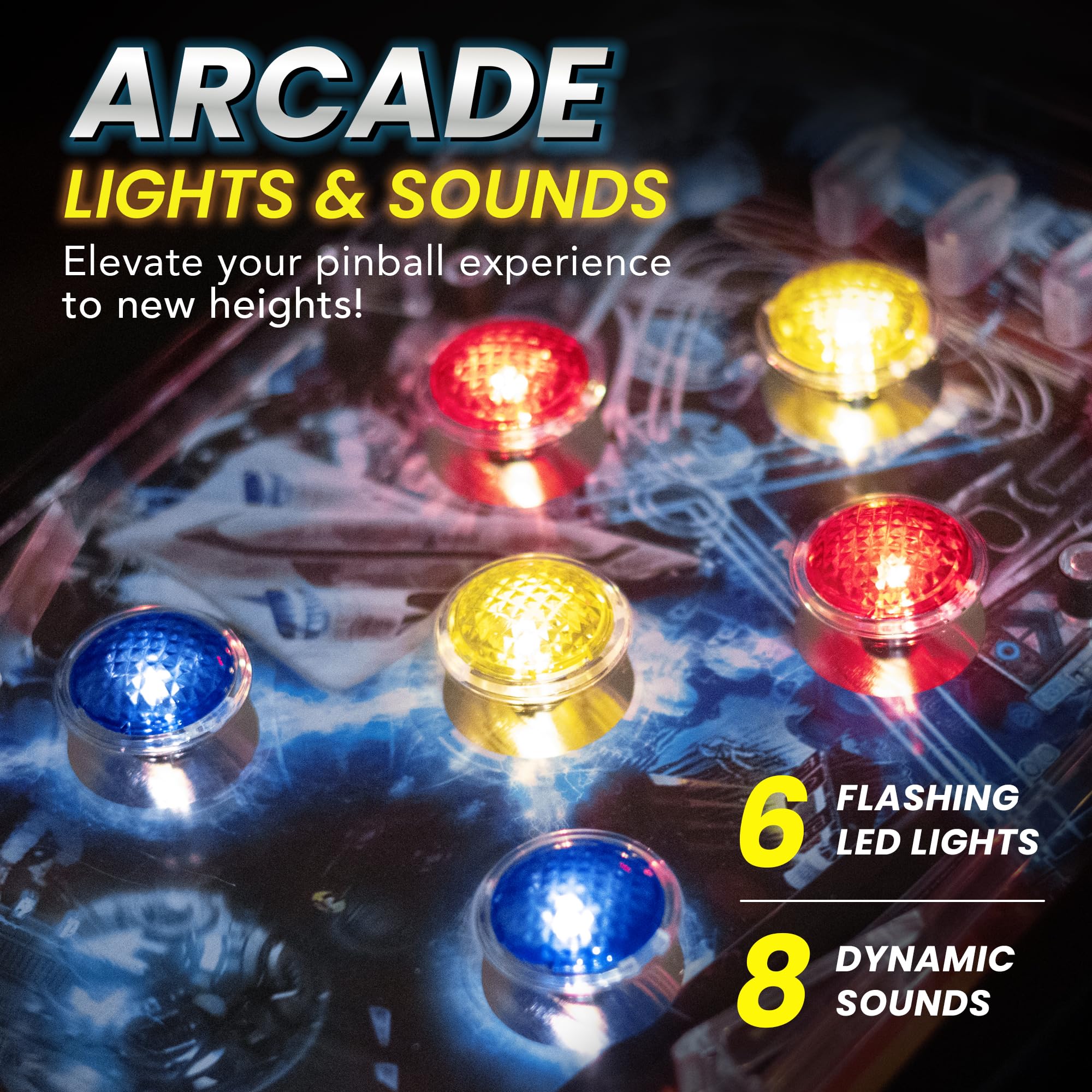 New Era Pinball Game Black – Interactive Tabletop or Floor Arcade Pinball Machine for Kids & Adults – LED Scoring, Lights & Sounds, Fast & Fun 3-Ball Launch Game – Ideal Gift for Birthdays & Christmas