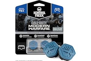 KontrolFreek Call of Duty Modern Warfare Performance Thumbsticks for PlayStation 4 (PS4) | 2 Mid-Rise, Convex | Blue/Black