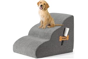 Romrol Dog Stairs Ramp for Beds Couches,Extra Wide Pet Steps with Durable Non-Slip Waterproof Fabric Cover, Dog Slope Stairs 