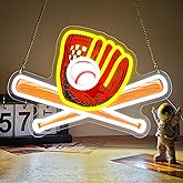 Baseball Neon Sign, Sport Neon Signs for Wall Decor, Dimmable Acrylic Neon Lights for Living Room Bedroom Man Cave Club College Party Decorations, Perfect Gifts