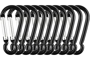 SWATOM Aluminum Carabiner Clip 1.6/1.9/2.3/2.7/3.1 Inches Spring Snap Hook Keyring Carabiners Keychains Black (10P/20P)