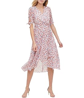 tommy hilfiger women's coin toss chiffon long dress