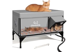 ROLIMATE Heated Cat House for Outside in Winter, Elevated Insulated Cat Houses for Outdoor Cats with Heated Pad, Waterproof Outdoor Cat Shelter for Strays, Ferals and Community Cats