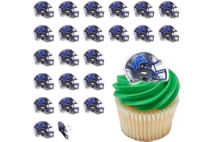DecoPac NFL Detroit Lions Helmet Rings, 24 Football Cupcake Decorations, Officially Licensed, Football Rings, Food Safe Cake Toppers – 24 Pack