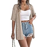 Beautiful Nomad Women's Summer Short Sleeve Crochet Cardigan Sweaters Lightweight Boho Knit Kimono Outwear