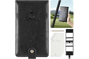 Archerest Magnetic Golf Scorecard Holder, 7.48" x 4.33" Premium Leather Yardage Book Cover Golf with A Pencil and Five Double Sided Printed Scorecards, Golf Accessories and Scorecard Book