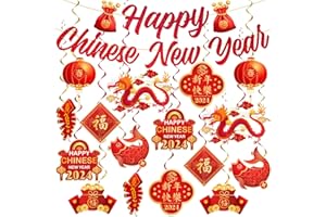 LARRAZABAL Chinese New Year Decorations 2024, Lunar Chinese New Year Decorations Include Chinese New Year Banners and Hanging Swirls for Home Office, Chinese New Year 2024 Party Supplies