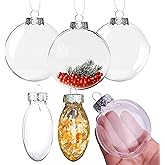 Clear Glass Ornaments for Crafts - 60mm (2.36 inches) Flat Fillable Ornaments Perfect for Customized Holiday Decor - 6 Pack