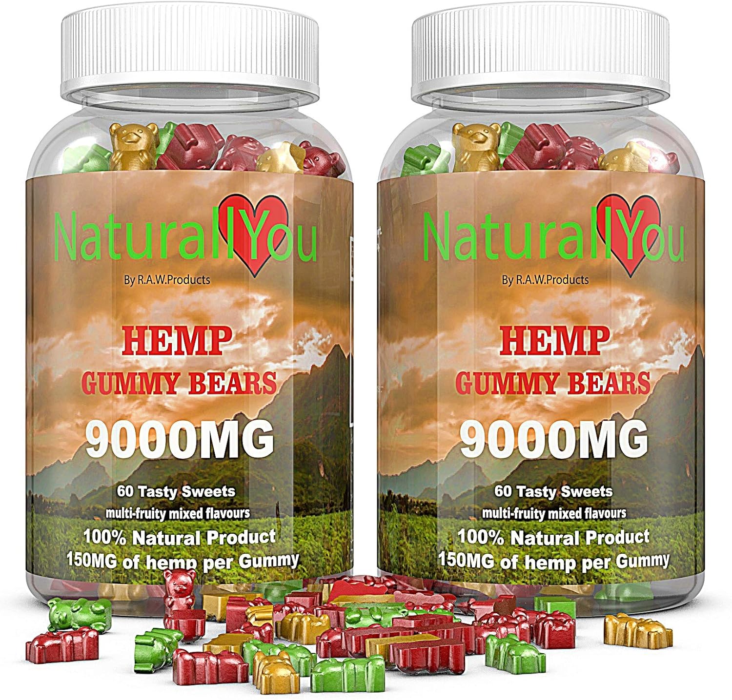 NaturallYou (2 Pack) 120 Premium Natural Hemp Gummies for Anxiety