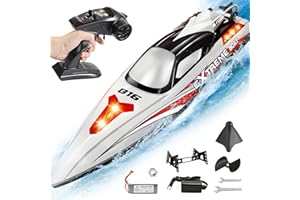 BEZGAR RC Boat, 18 inch Big Brushless Remote Control Boat for Adults and Kids, 55 KPH Large Fast RC Speed Boats with 2500mAh Battery, Ideal Waterproof Toy Boats for Lakes - HJ816 Gray