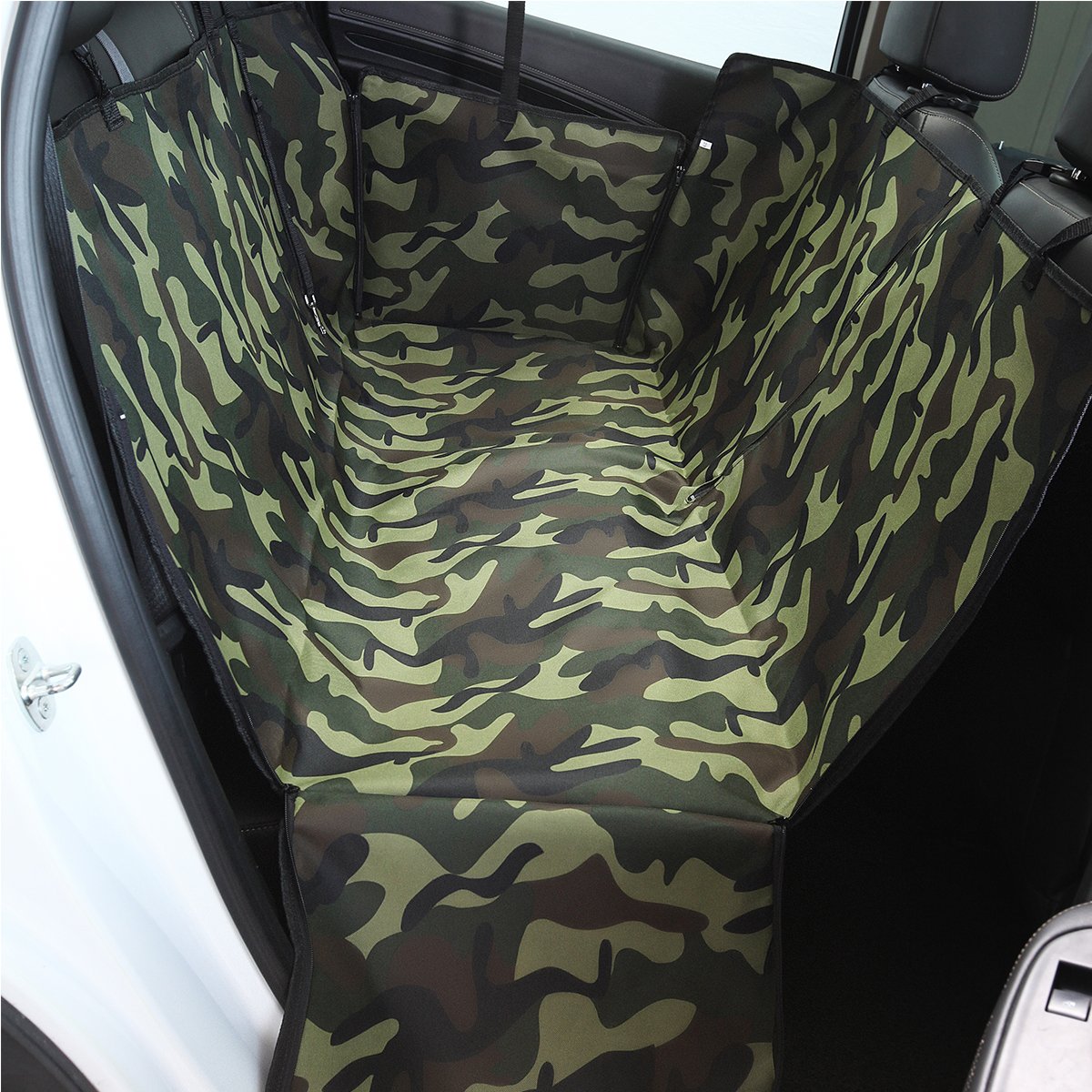 PETCUTE Luxury Dog Car Seat Cover Pets Hammock Cover Cat Waterproof Durable Backseat Double Cover with Side Flaps Camouflage