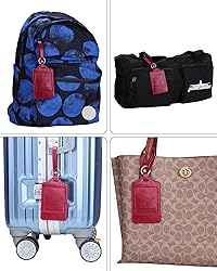 Teskyer Luggage Tags, 3 Pack Premium PU Leather
