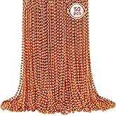 SHAOQINLIN 50 PCS Orange Bead Necklace, Orange Mardi Gras Beads, Halloween Necklaces, 33 Inch Party Beads Necklace Round Beaded Necklace for Mardi Gras, Christmas, Halloween