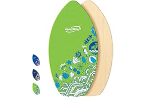 Own the Wave New Zealand ‘Hang Loose’ Skimboard with Colored EVA Grip Pad and High Gloss Clear Coat Wooden Skim Boards for Kids and Adults | Choose from 2 Sizes and Traction Pad Color