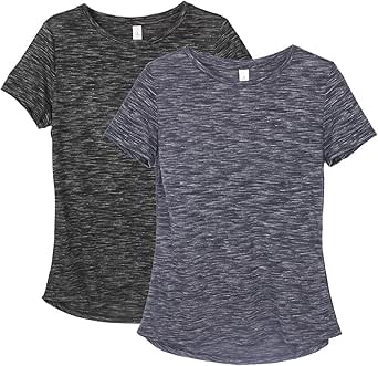 icyzone Workout T-shirt voor dames - gym running yoga tops atletische shirts raglan korte mouwen, Echt blauw, L