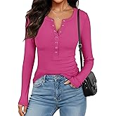 ANRABESS Long Sleeve Shirts for Women Henley Button Down Tops Ribbed Knit Slim Fit Fall Basic Tee 2025 Casual Trendy Clothes