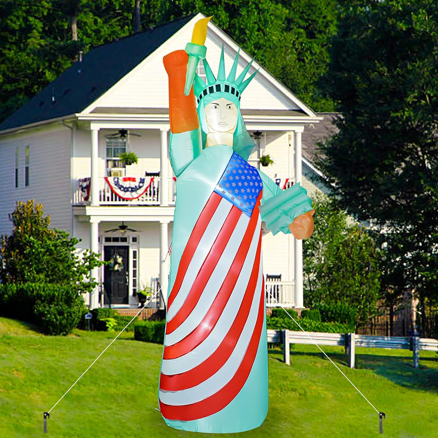 FUNPENY 9 FT Inflatable 4th of July Decorations for Outside, Outdoors, Statue of Liberty with LED Lights, Blow Up Freedom Patriotic Independence Memorial Day Holiday Yard Indoor Decor: Sports & Outdoors
