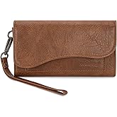 Montana West Wallets for Women Large Phone Wristlet Wallets Trifold Money Organizers with Coin Purse and Wrist Strap