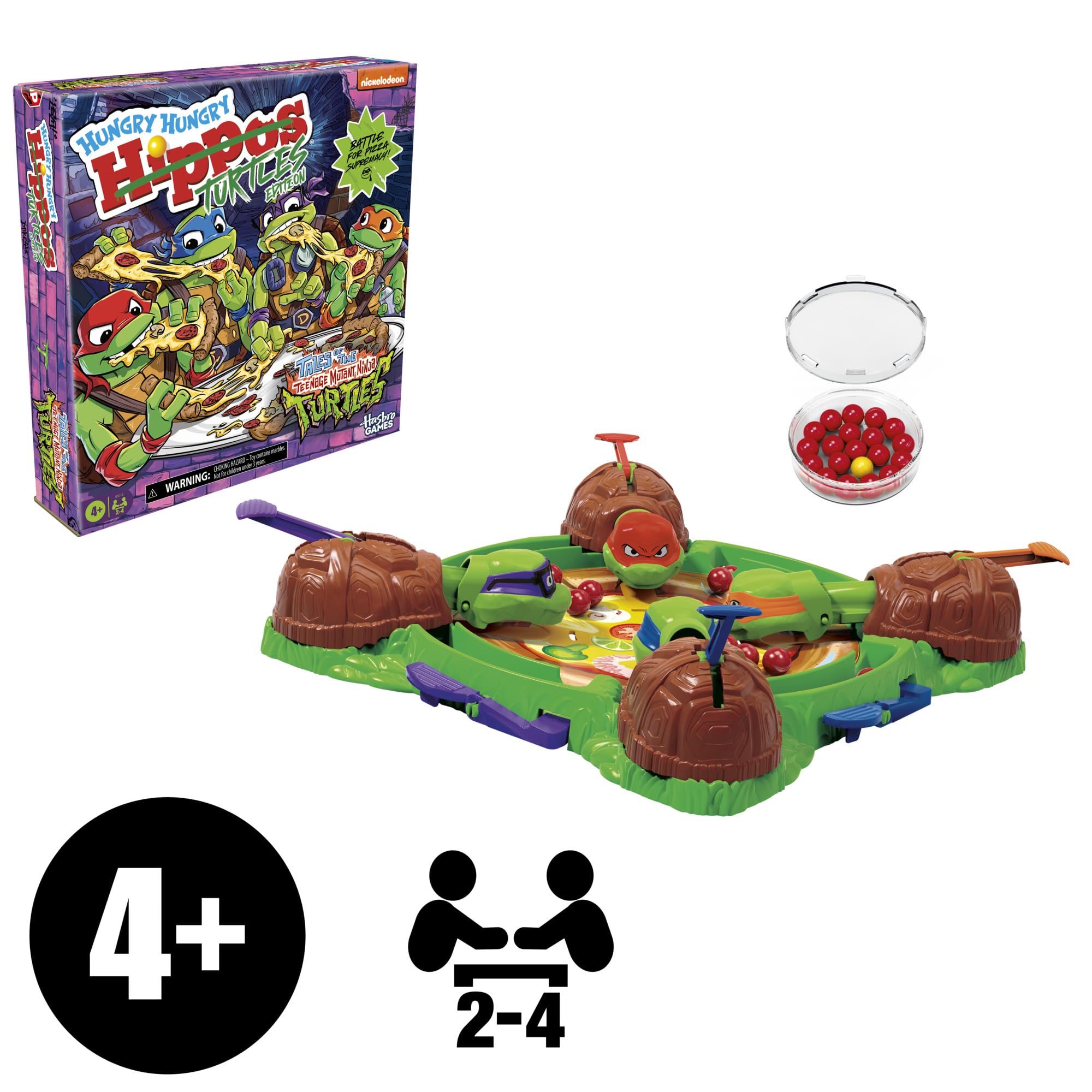 Hungry Hungry Hippos: Teenage Mutant Ninja Turtles Edition Game | Ages 4 and Up | 2 to 4 Players | Kids Board Games | Gifts for Preschoolers (Amazon Exclusive)