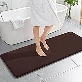 OLANLY Thick Memory Foam Bath Mat Rug 59x20, Extra Soft Absorbent Bathroom Rug, Quick Dry Bath Mats, Non-Slip, Machine Washable Carpet for Bathroom, Tub and Shower, Home Decor Accessories, Brown