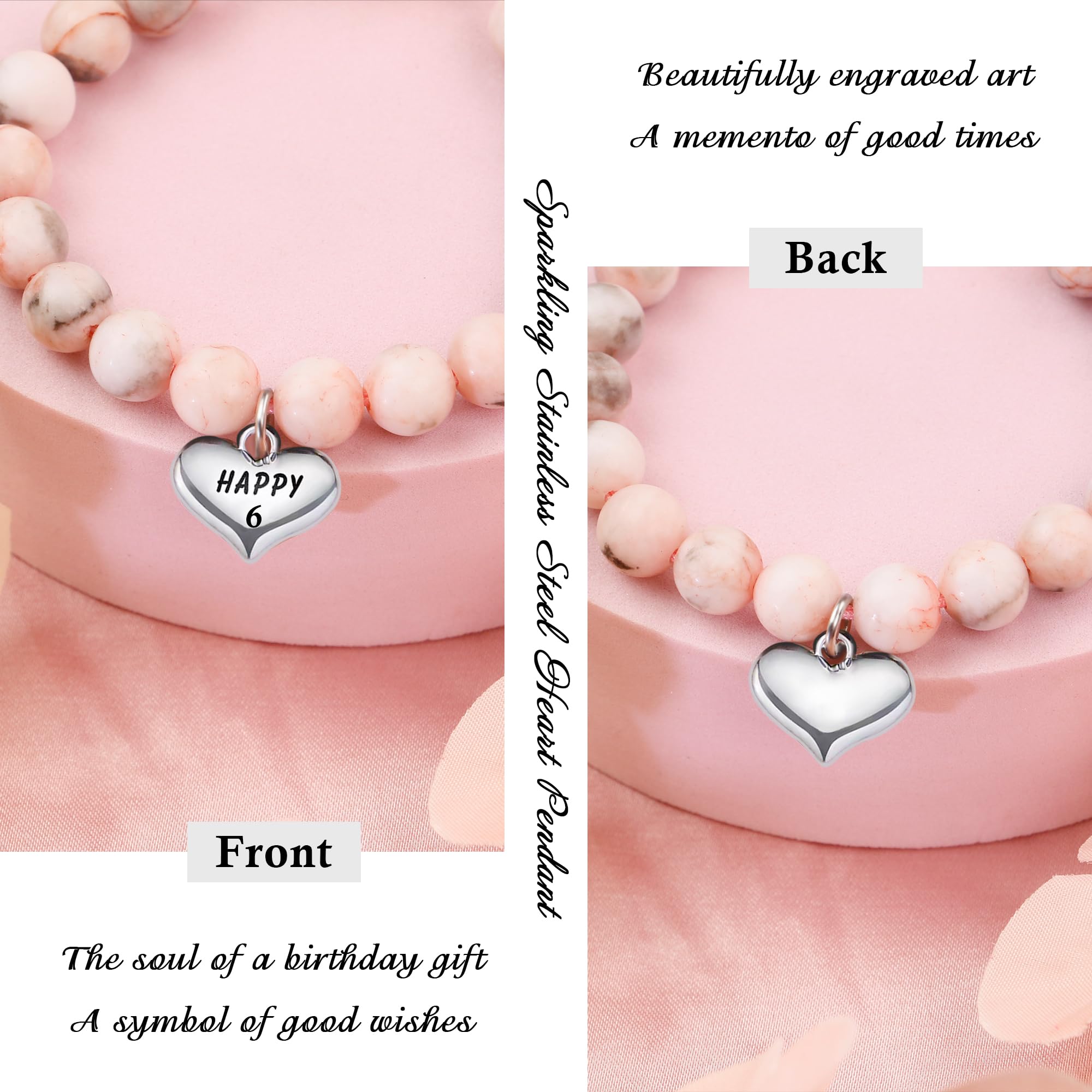 Sereney Birthday Gifts for Girls, Beaded Bracelets as 1 3 4 5 6 7 8 9 10 11 12 13 15 16 Year Old Birthday Gift, Adjustable Stone/Pearl Bracelet as Happy Birthday Gifts for Daughter Granddaughter Niece