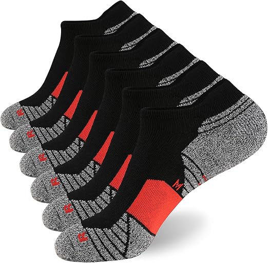 WANDER Men's Athletic Running Socks 6 Pairs Thick Cushion Ankle Socks
